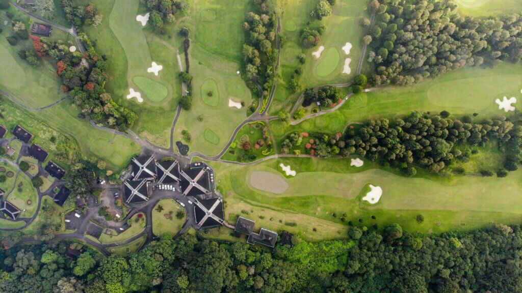 Top-down view of golf course